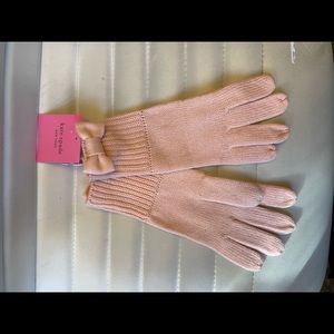 Kate Spade Pink Rose Knit Bow Gloves NEW